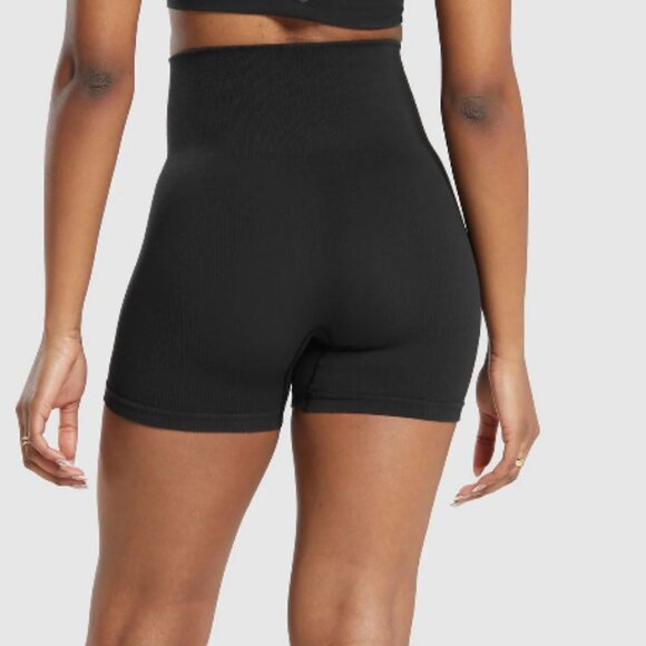 BNWT GYMSHARK Ribbed Cotton Seamless Shorts BLACK SZ S SOLD OUT - Picture 3 of 15
